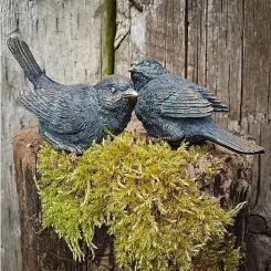 Vögel, 2er-Set, Bronzeoptik, 9 cm 